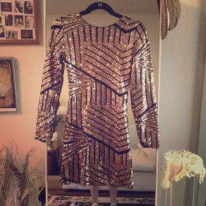 Rose gold sequin party dress